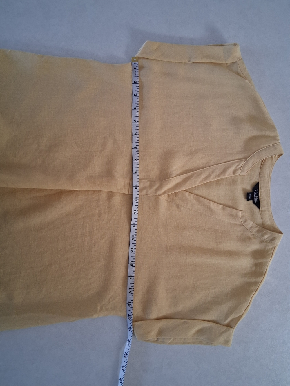 RACHEL Rachel Roy/ Light Yellow Rayon Blend/ Capped Sleeve Top/ Size US M - Picture 9 of 10